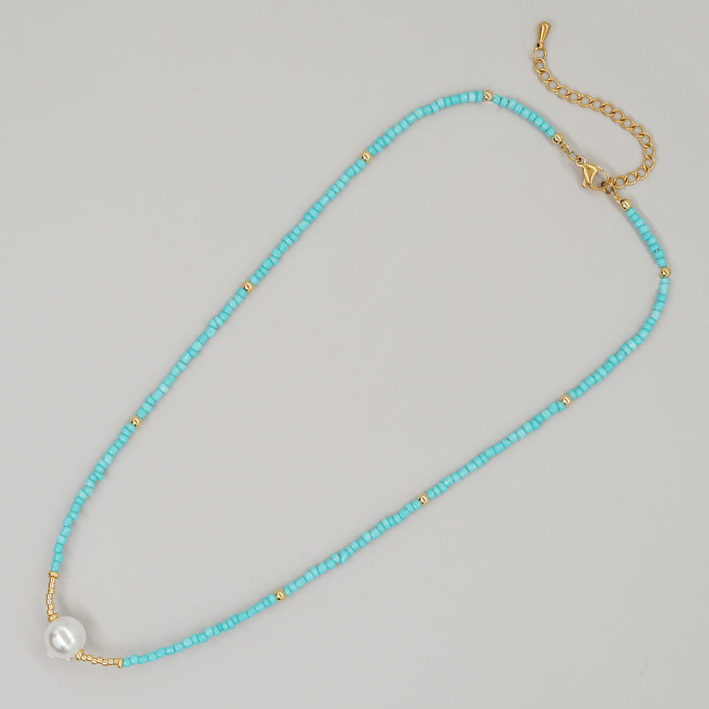 Wholesale Bohemian Seashell Pentagram Heart Daisy Imitation Pearl Necklace