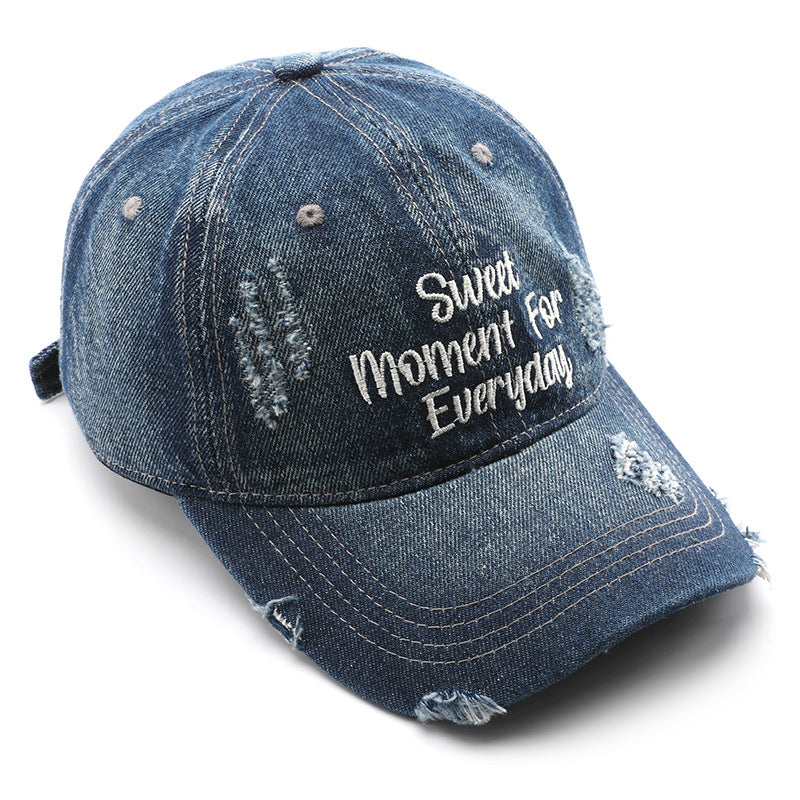 Wholesale Washed Denim Letter Embroidered Baseball Caps