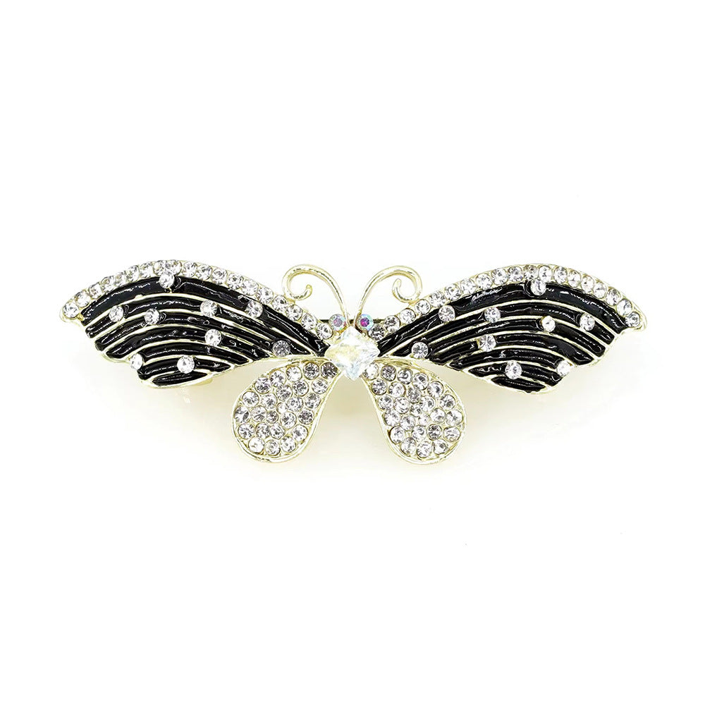 Wholesale Black Butterfly Zircon Spring Clip Alloy Hair Clip