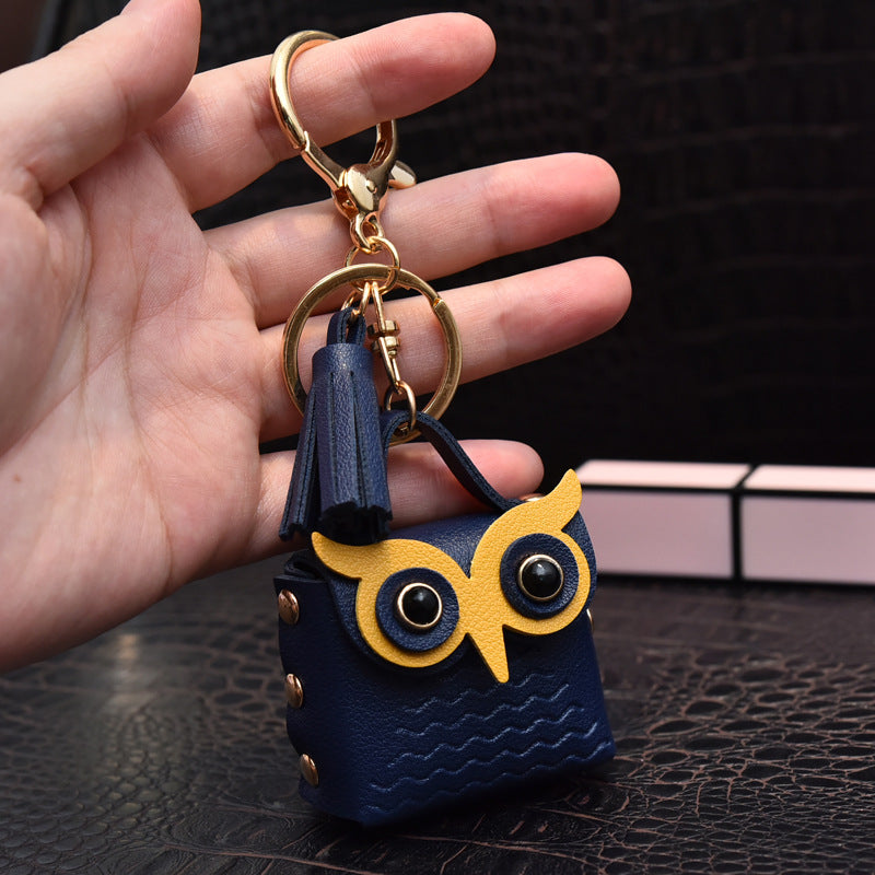 Wholesale Metal Leather Owl Coin Purse Keychain