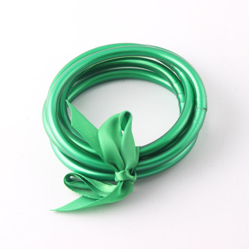 Wholesale Gold Foil Braided PVC Silicone Tube Bracelet