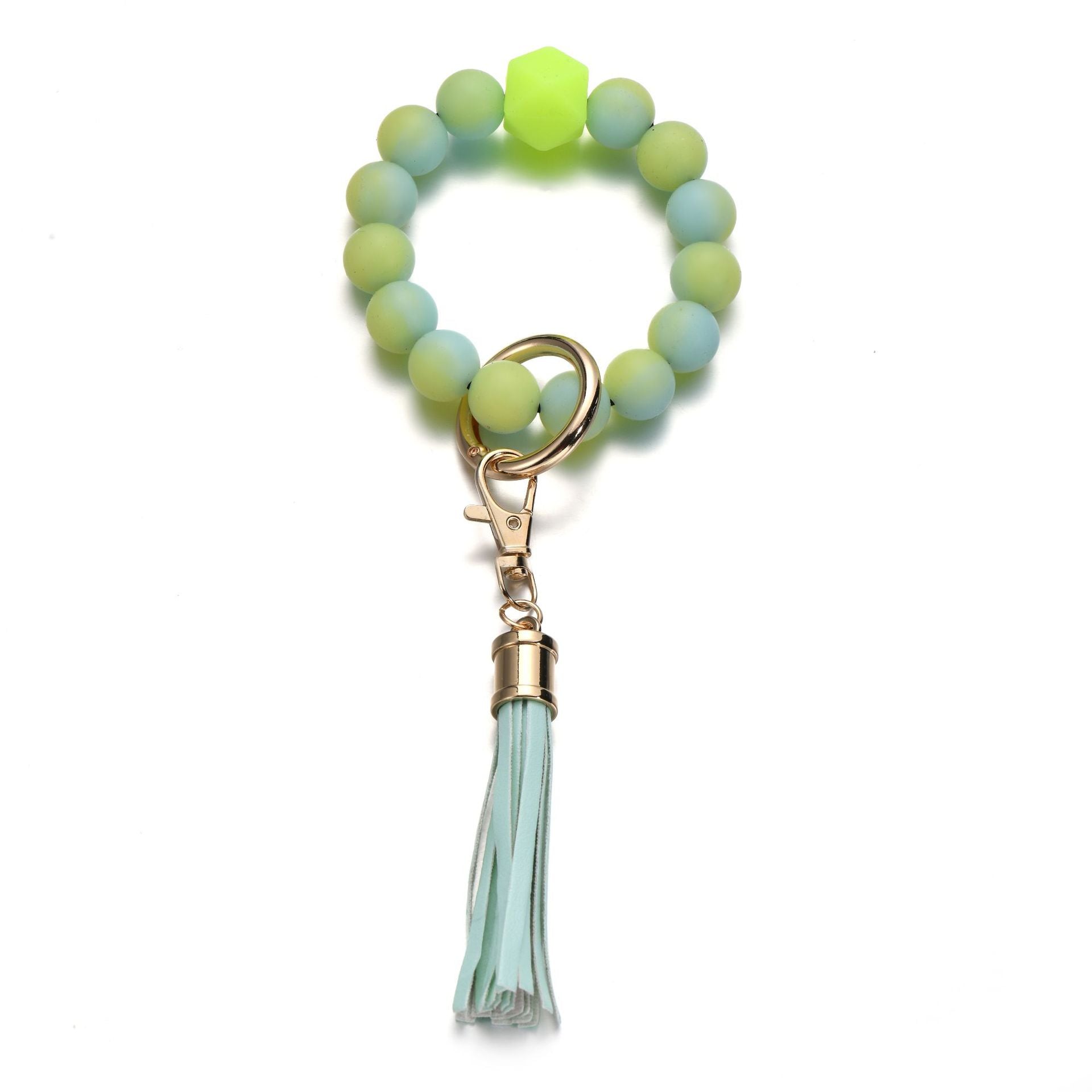 Wholesale Luminous Color Silicone Beaded Tassel Wrist Keychain