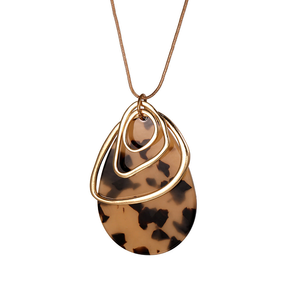 Conjunto de joyería acrílica de forma C mayorista estampado de leopardo 4 piezas pulsera