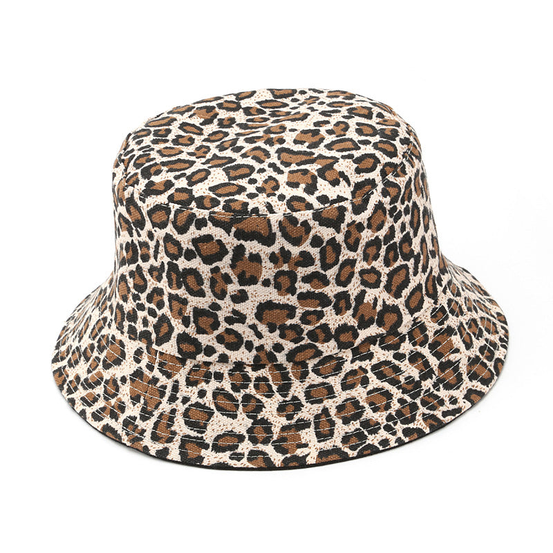 Sombrero de pescador de leopardo de doble cara de lona al por mayor