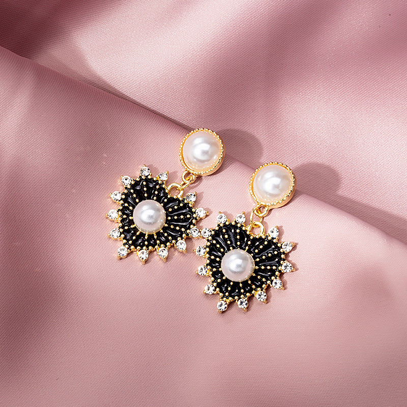 Wholesale Vintage Fine Diamond Pearl Alloy Earrings
