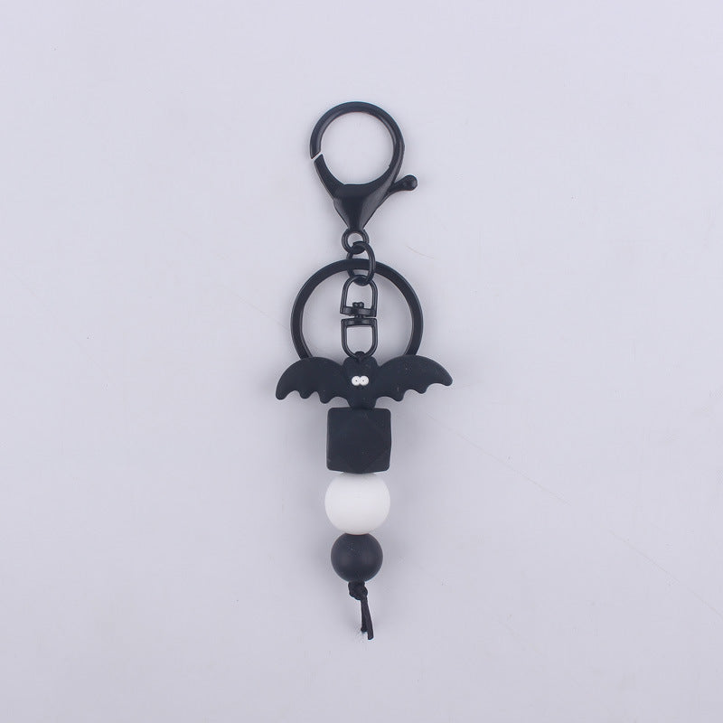 Wholesale Halloween BOO Bat Silicone Handmade Beaded Keychain