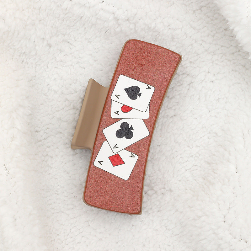 Wholesale Western Style MAMA Playing Cards HOWDY Leather Hair Clip