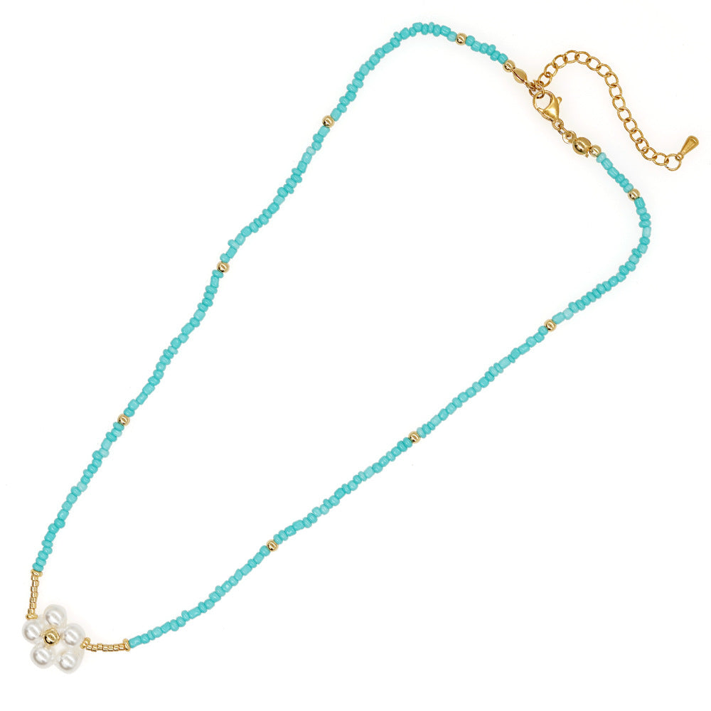 Wholesale Bohemian Seashell Pentagram Heart Daisy Imitation Pearl Necklace