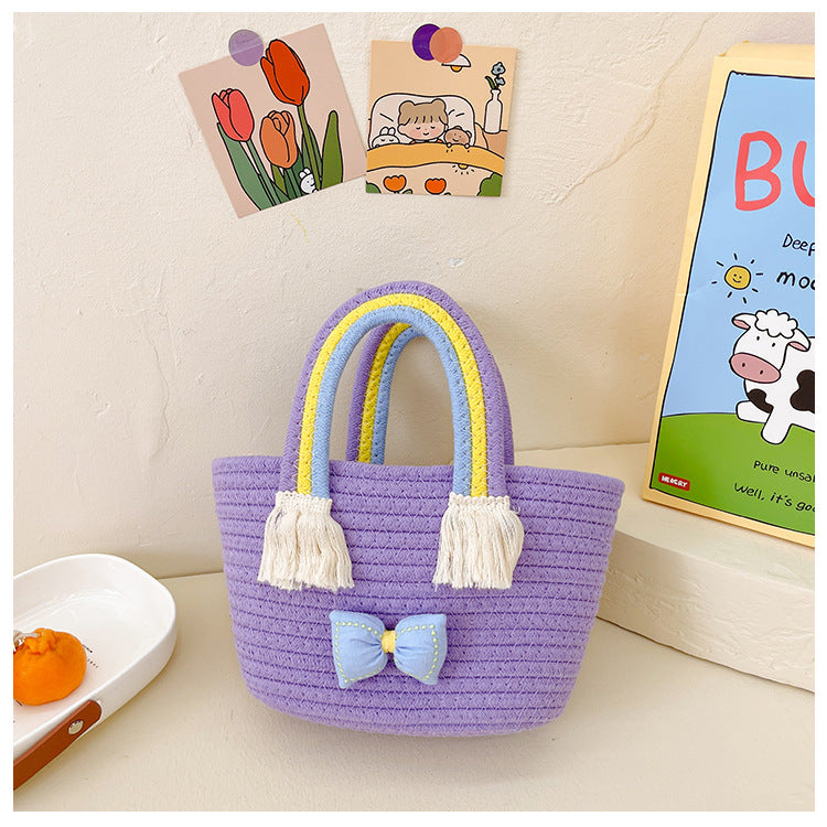 Bolso al por mayor de la playa del arco iris tejido cuerda del algodón del PDA