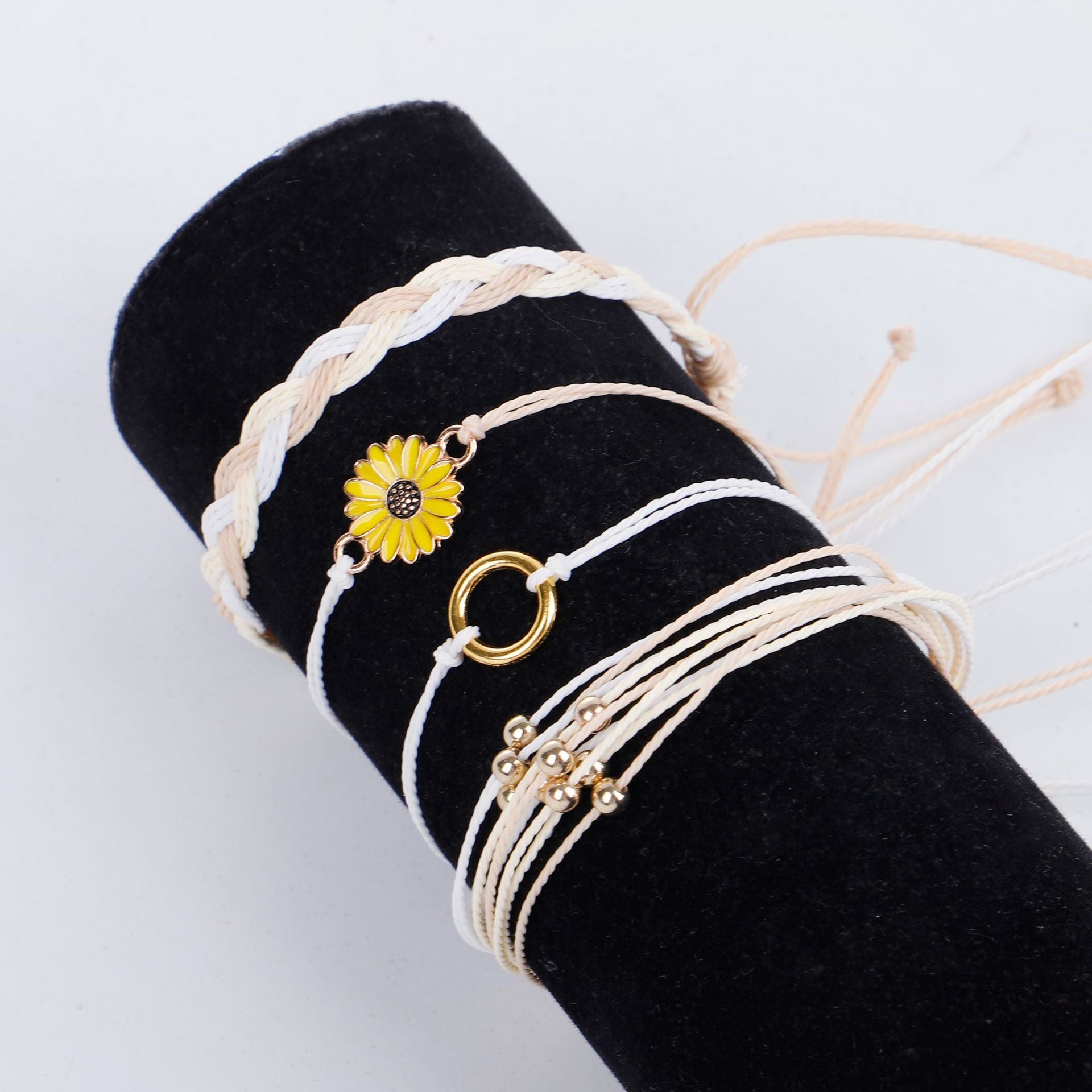 Wholesale Small Daisy Wax Thread Beads Bracelet Set