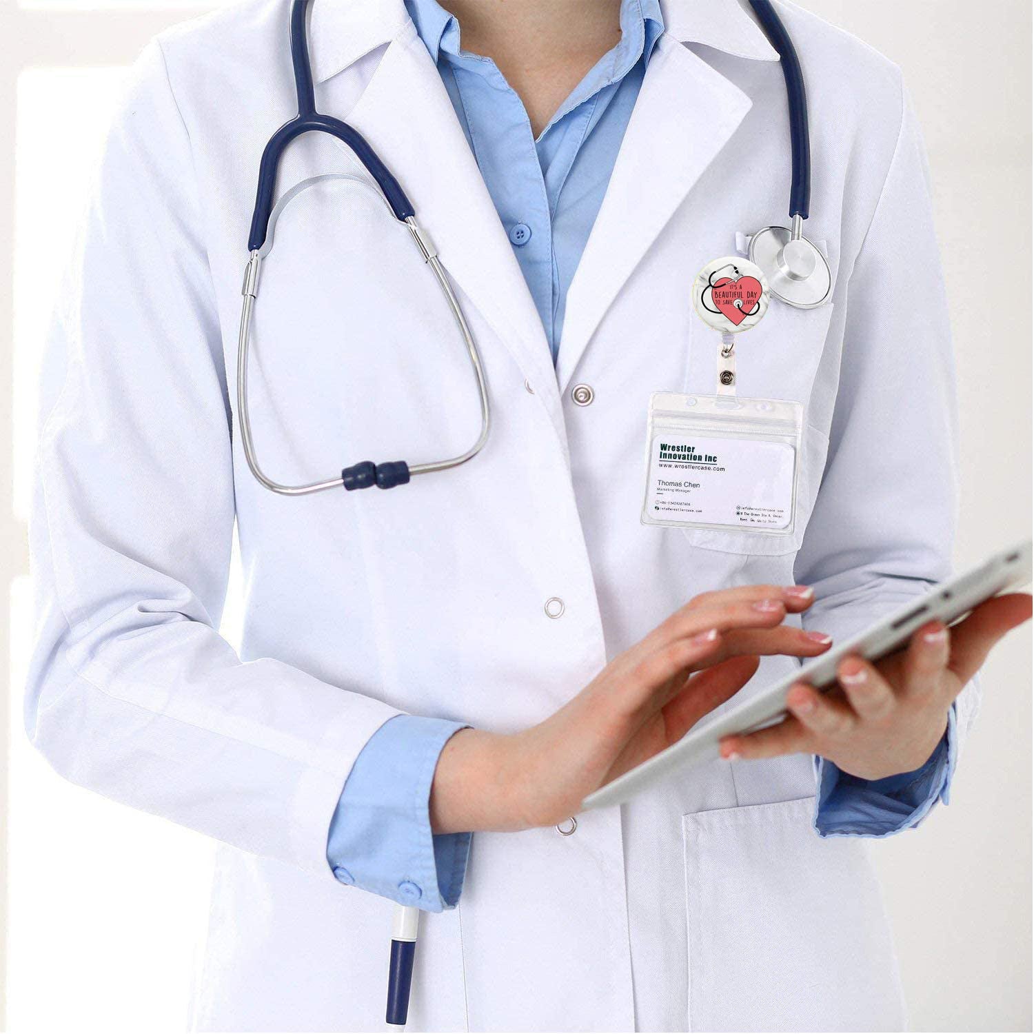 Wholesale Badge Reels ABS Doctor Nurse Retractable Keychain