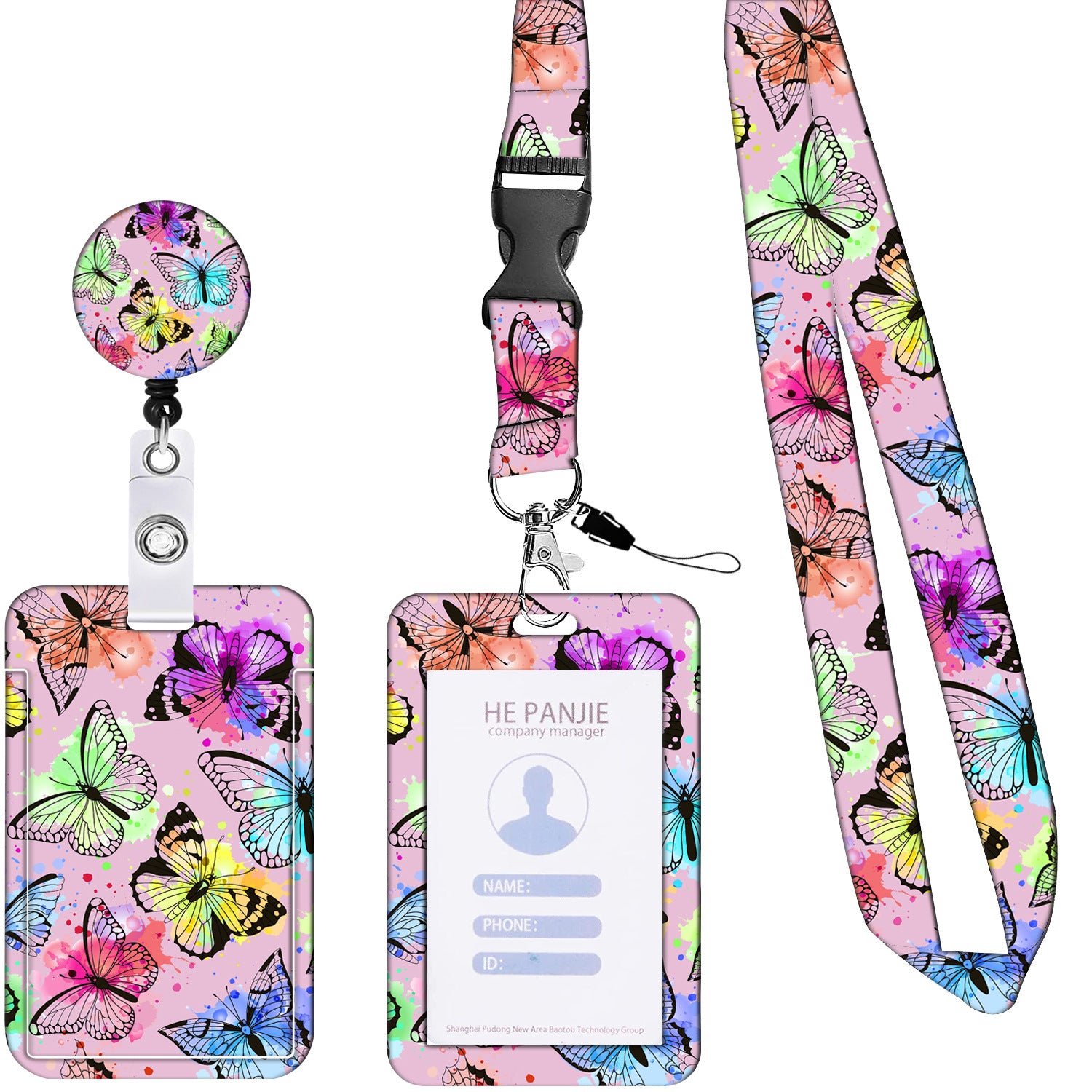 Wholesale Polyester Butterfly Card Holder Keychain
