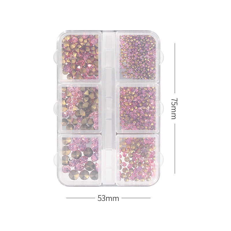 Wholesale Manicure Full Sky Star Pointed Bottom Diamond Glass 6-cell Mixed Package