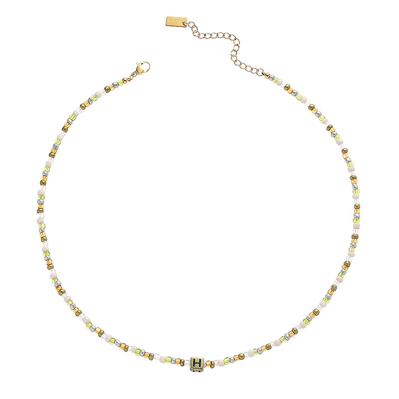 Wholesale Titanium Steel Gold Plated Glass Beads Necklaces