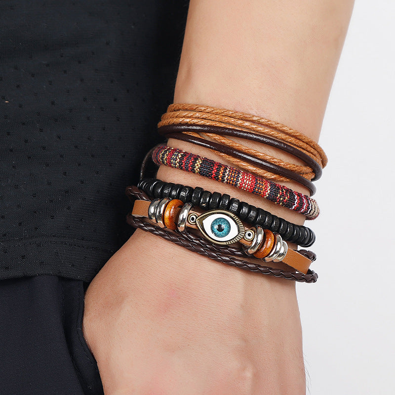 Pulsera De Cuero Trenzado Ojos Boho al por mayor