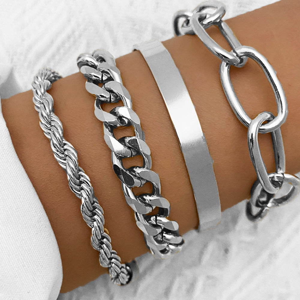 Wholesale Punk Metal Chain Alloy Bracelet Set