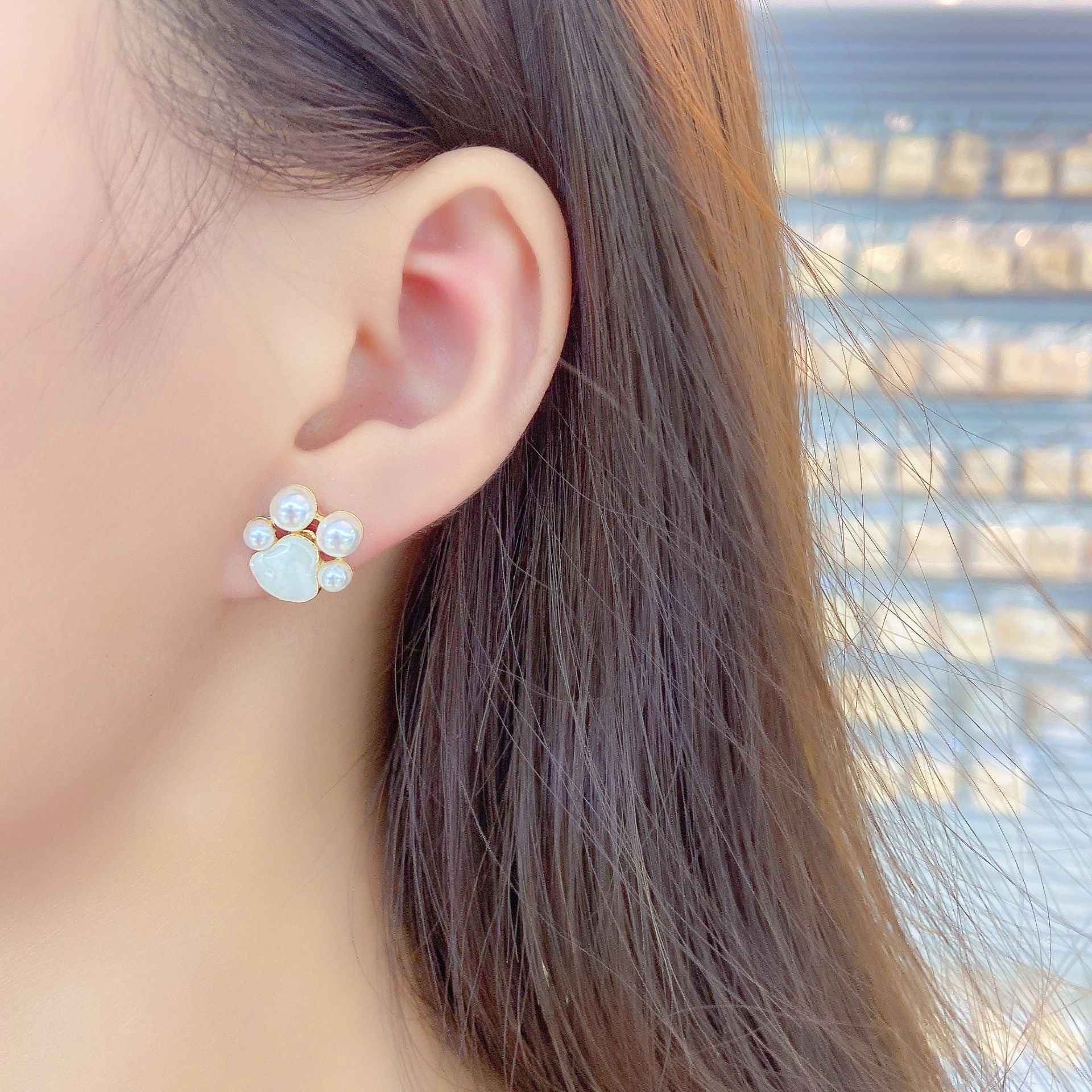 Pendientes De Aleación De Perlas Garra De Gatito al por mayor