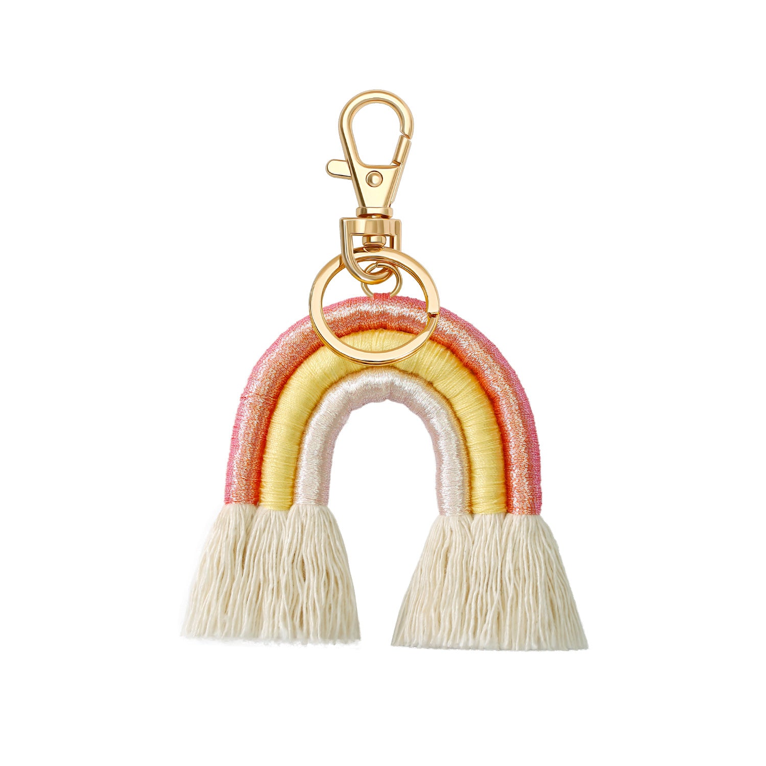 Llavero tejido a mano al por mayor del acollador de la cuerda del algodón del arco iris