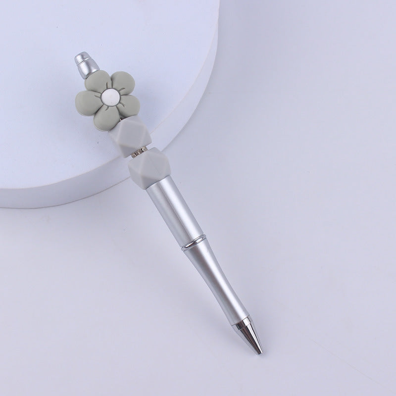 Wholesale Beadable Pens Handmade Flower Silicone Beaded Ballpoint Pen