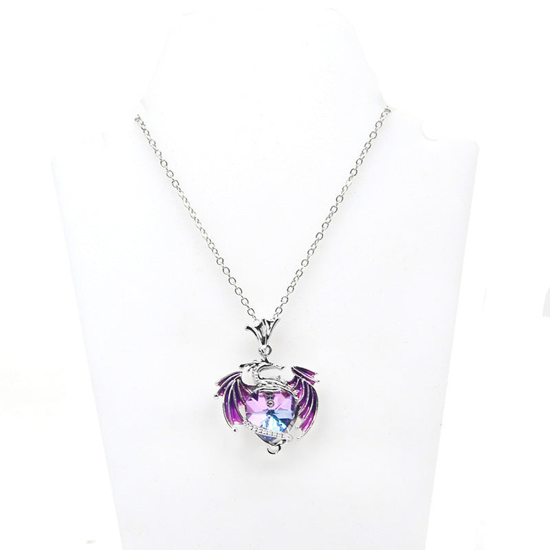 Wholesale Colorful Heart Crystal Metal Necklaces