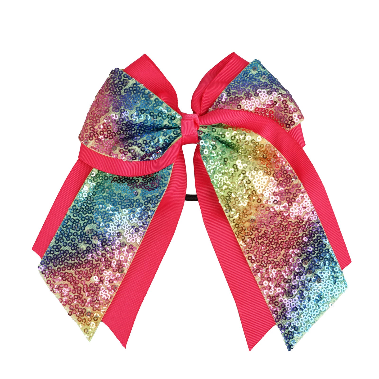 Wholesale 6inch Double Layer Large Swallowtail Sequin Bow Hair Tie