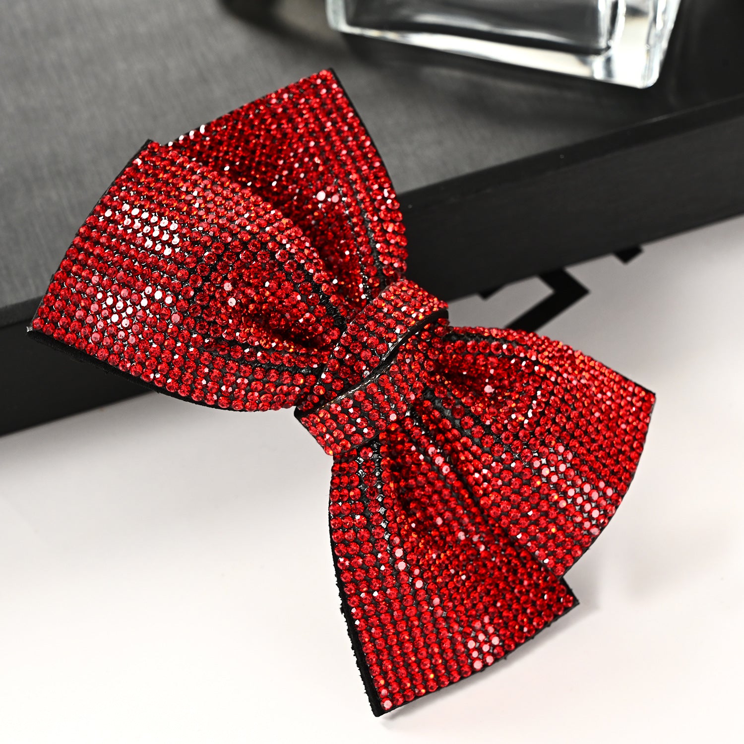 Wholesale 2023 Red Full Diamond Bow Spring Clip Hairpin