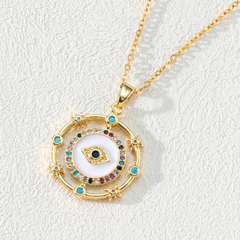 Collar con colgante de ojo de diablo bohemio de cobre al por mayor