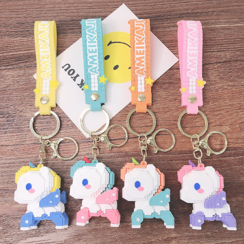 Venta al por mayor Llavero de unicornio de dibujos animados de PVC