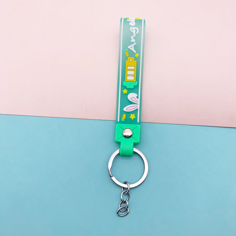 Wholesale Jelly Color Rabbit Ears Soft PVC Lanyard Keychains
