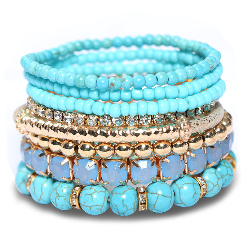 Wholesale Bohemian Glass Beads Layered Bracelet Set