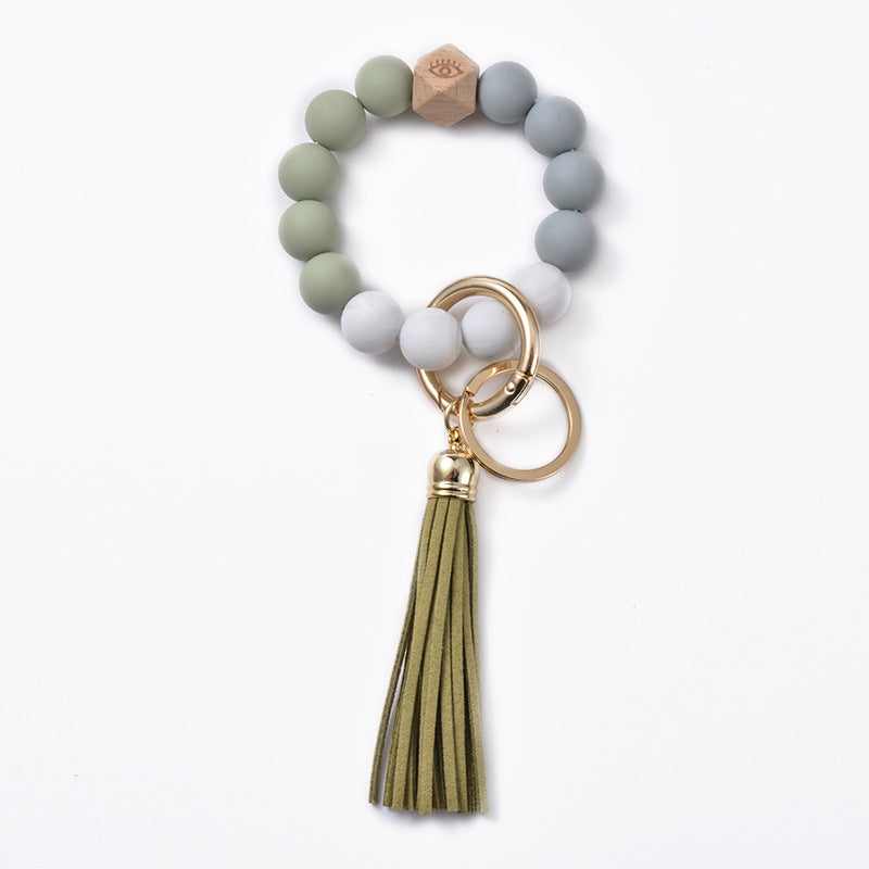 Llavero de muñeca con cuentas de silicona al por mayor
