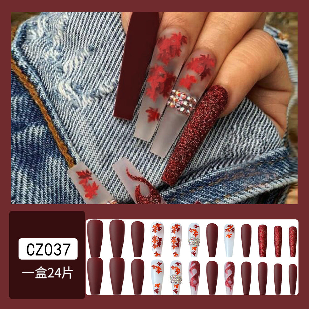 Wholesale Flaming Maple Leaf Long Nail Stickers