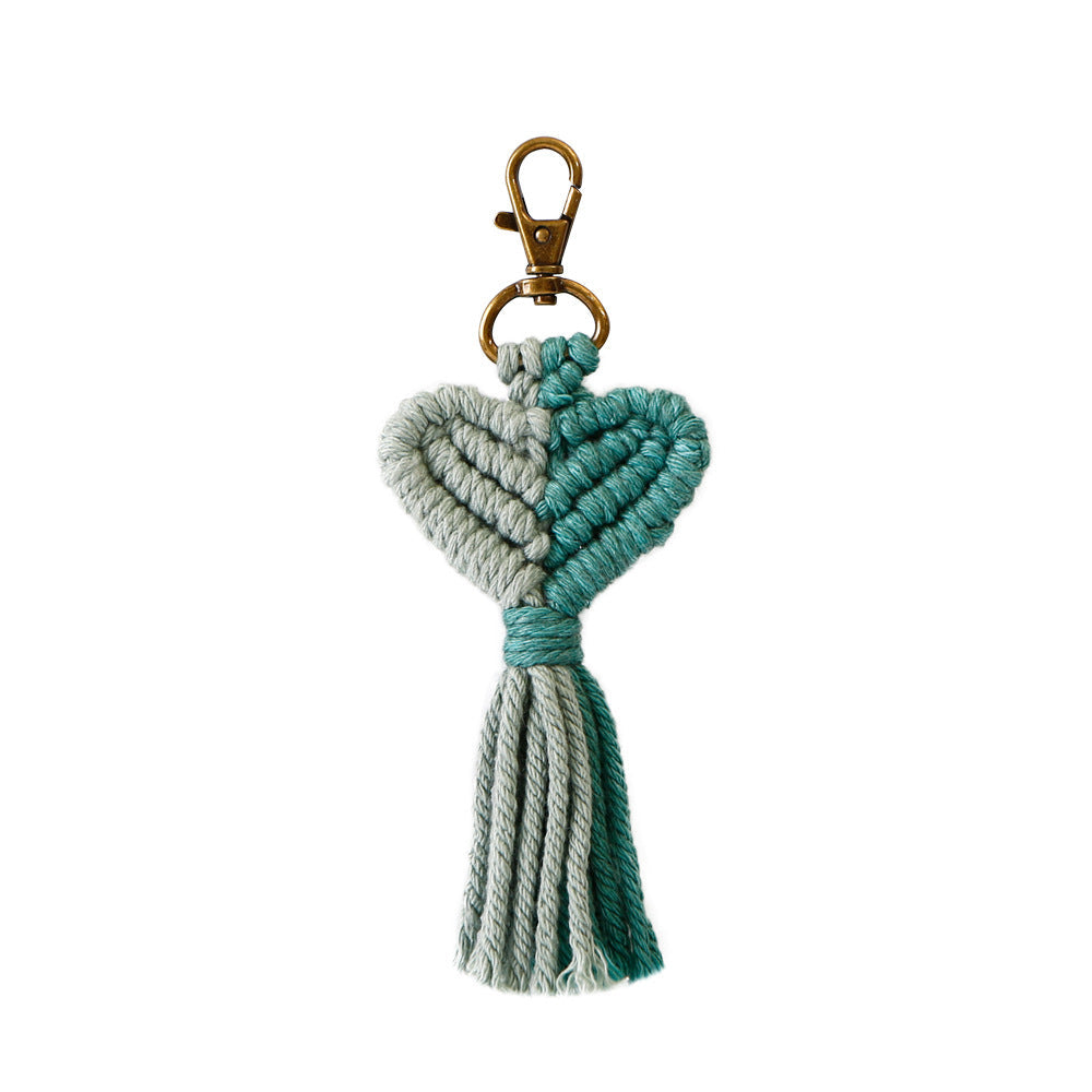 Wholesale Cotton String Zinc Alloy Heart Tassel Keychain