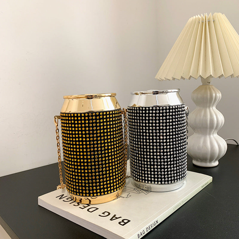 Wholesale PVC Pop Can Bag Bright Diamond Chain Bag