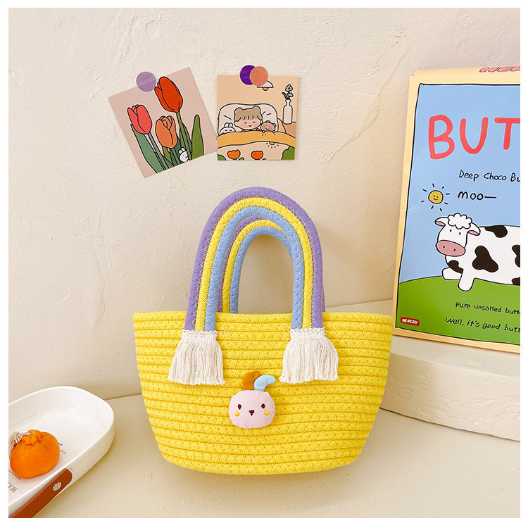 Bolso al por mayor de la playa del arco iris tejido cuerda del algodón del PDA