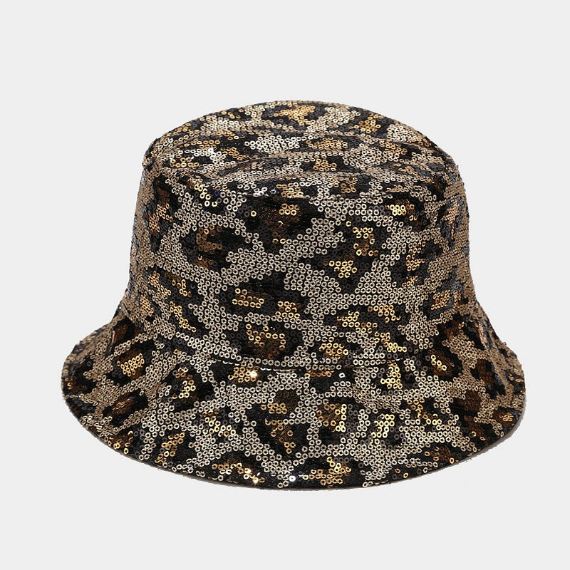 Wholesale Cotton Polyester Sequin Leopard Pattern Bucket Hat