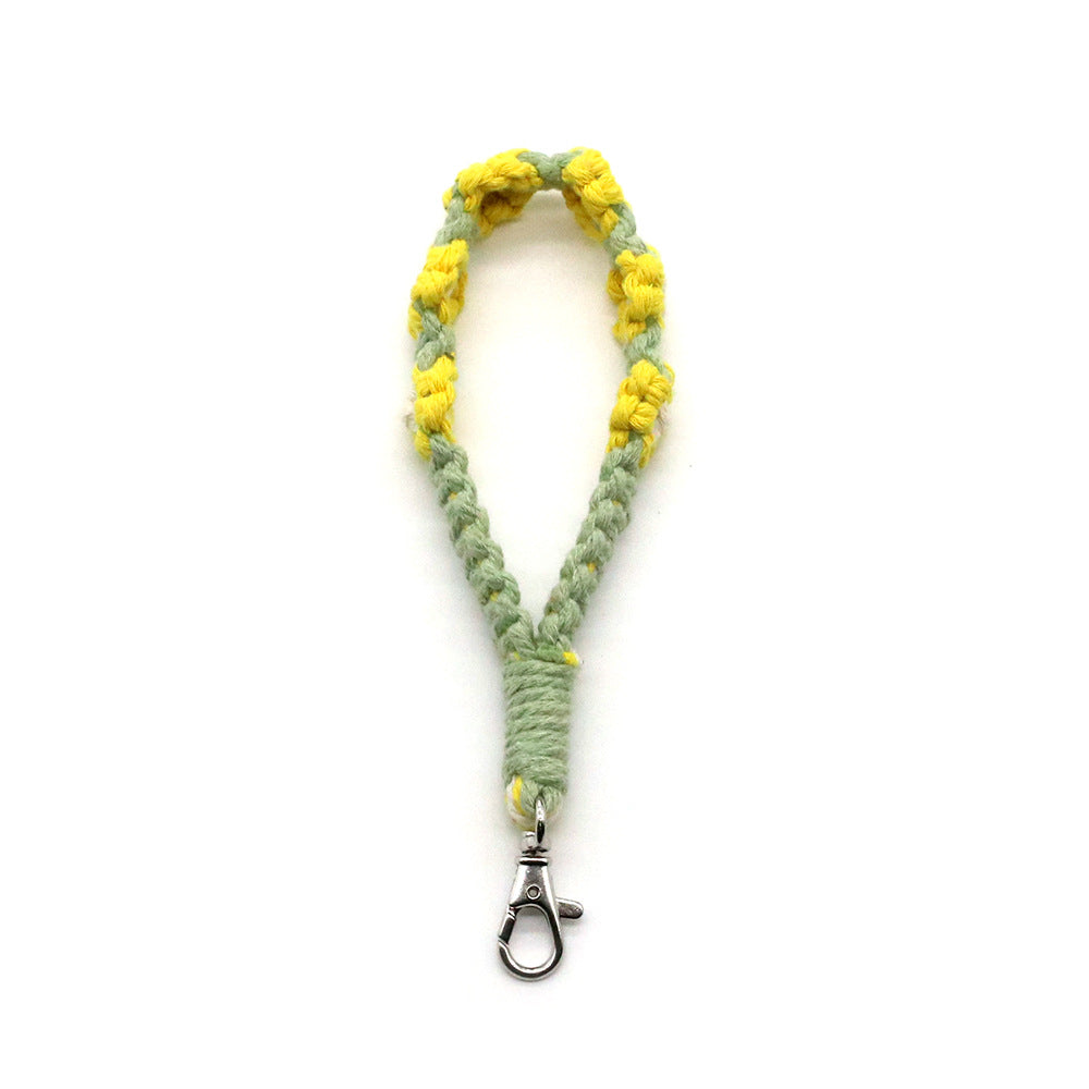 Venta al por mayor Llavero trenzado de flor pequeña de metal