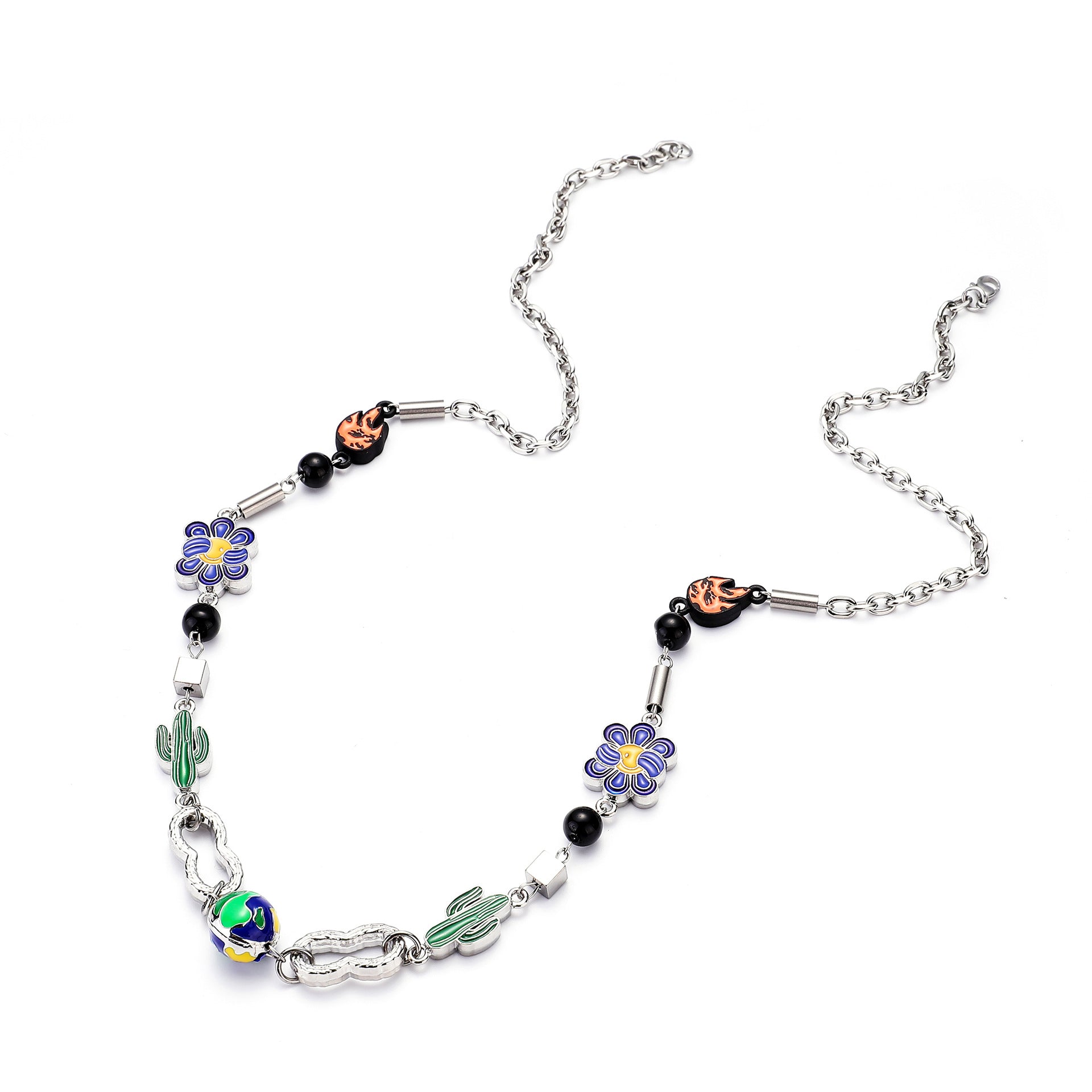 Wholesale Titanium Steel Cactus Horseshoe Necklace