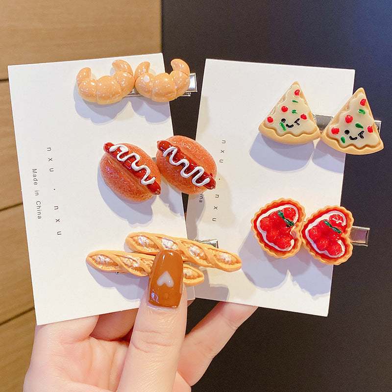 Wholesale Acrylic Funny Food Hair Clips 10PCS