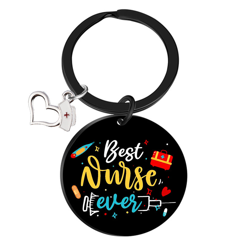Wholesale Stainless Steel Nurses Day Color Printing Creative Keychain