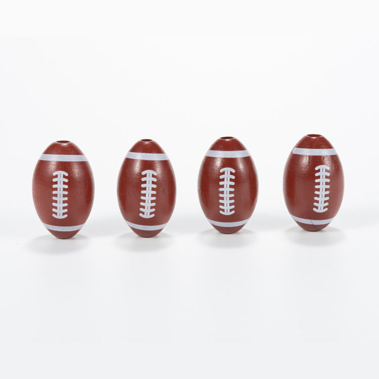 Al por mayor 10pcs 29*18 mm de cuentas de madera de rugby