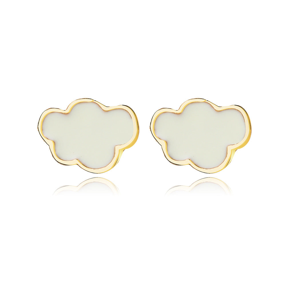 Wholesale Cloud Drip Oil White Alloy Ear Studs