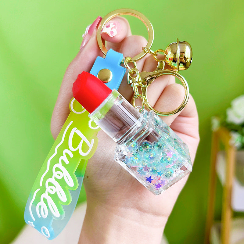 Wholesale Oil Infused Bubble Bead Lipstick Acrylic Keychains