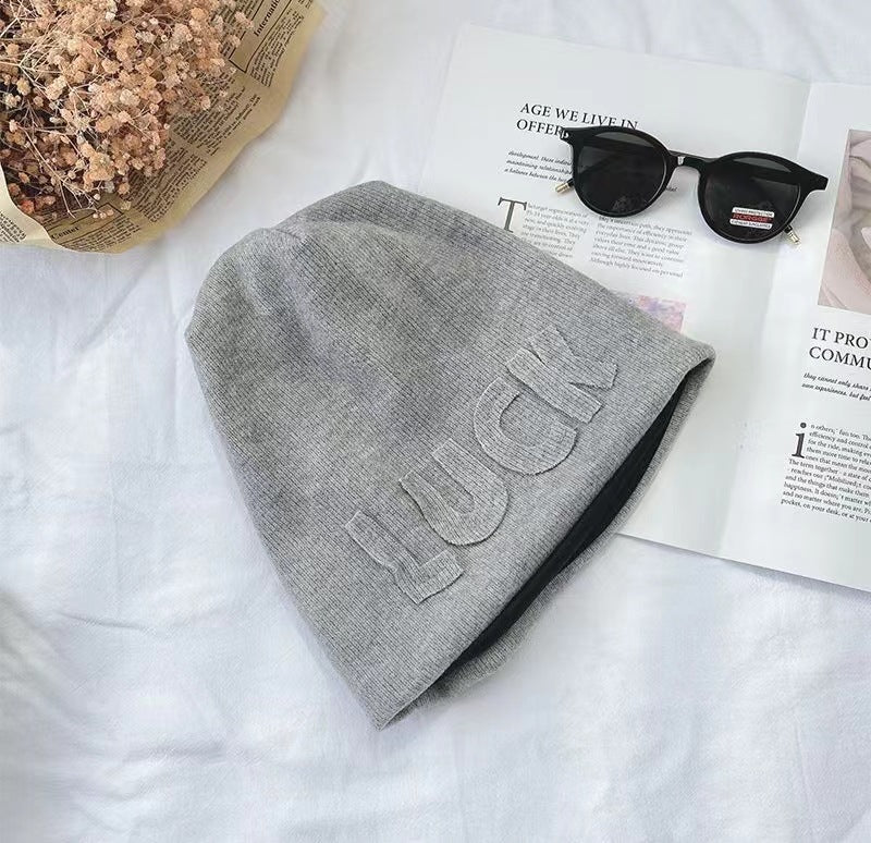 Wholesale LUCK Three-dimensional Letters Cotton Beanie