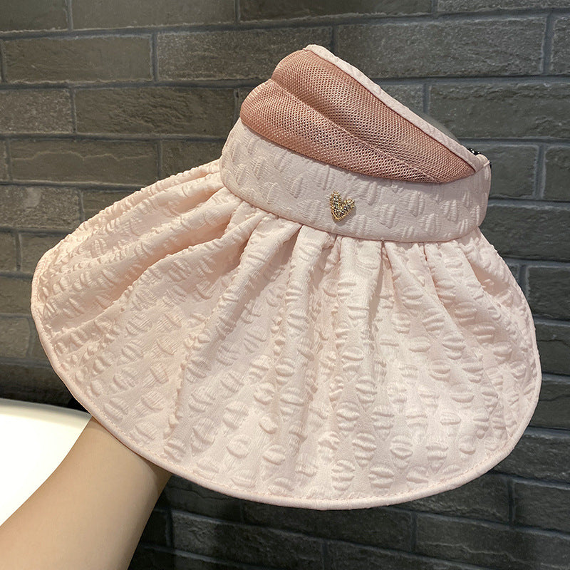 Wholesale Face Covering Metal Heart Hollow Top Sunscreen Caps