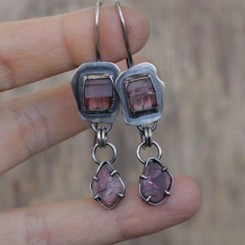 Wholesale Vintage Metal Pink Crystal Alloy Earrings