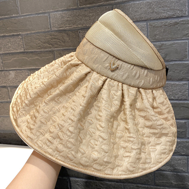 Wholesale Face Covering Metal Heart Hollow Top Sunscreen Caps