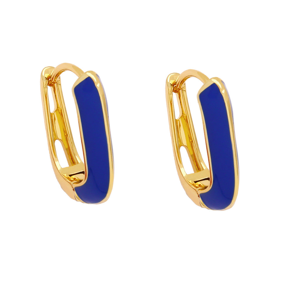 Wholesale Oil Drip U Shape Vintage Copper Earrings