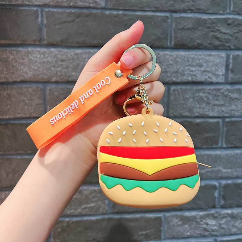 Llavero creativo al por mayor de la cartera cero de la hamburguesa del silicón