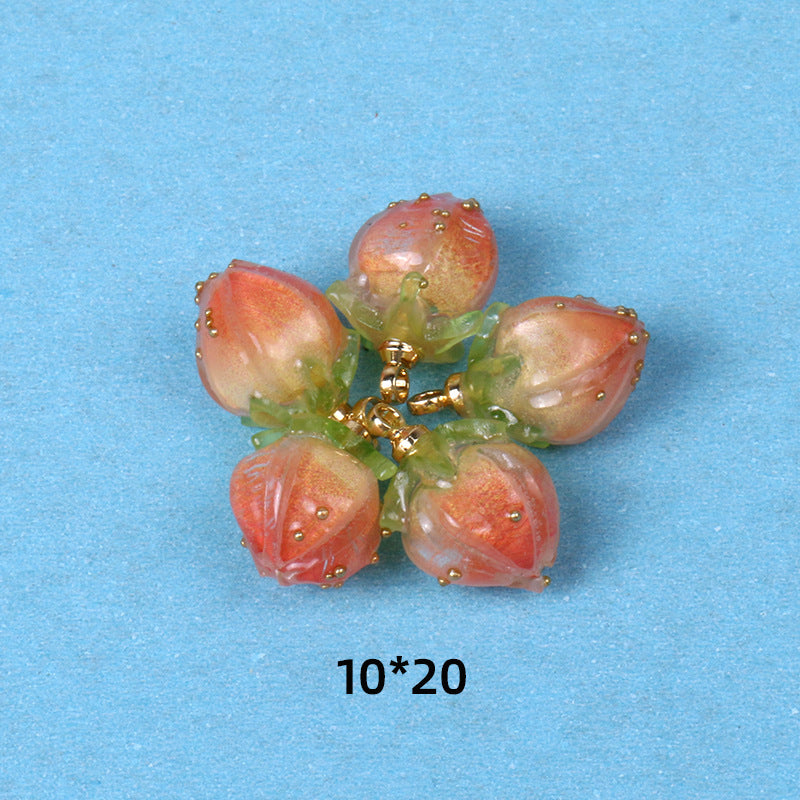 Wholesale Pink Drop Glue Strawberry Resin Jewelry Accessories Beads